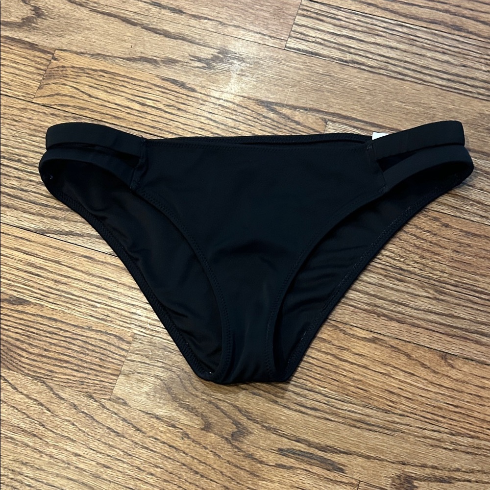 Shade & Shore Black Double-Strap Bikini Bottom